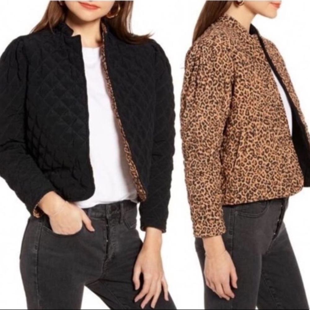 Something Navy Reversible Quilted Jacket Size Large